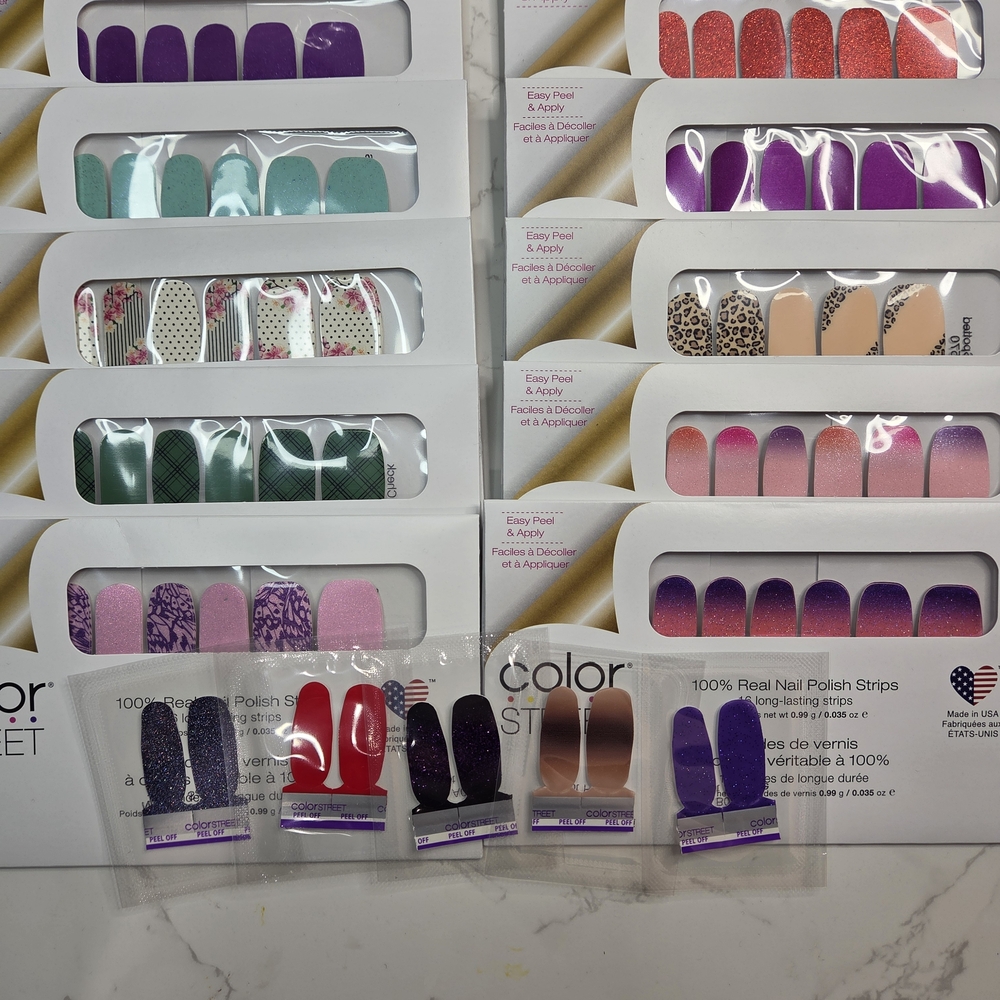Grab Bag # 16: Color Street Nail Strips - Teal, Pink, Purple, Leopard Print